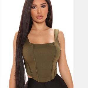 Fashion Nova Olive Green Corset Top